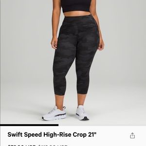 Swift speed high rise crop lululemon leggings